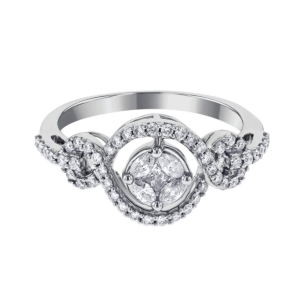 OSE  Ring in 18K White Gold Studded  with  Fancy cut and Round Diamonds