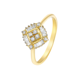 OneSixEight Square Shaped Diamond Ring 18K Yellow Gold