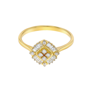 OneSixEight Square Shaped Diamond Ring 18K Yellow Gold