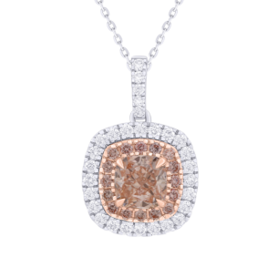 Gaia 1 Carat Lab Grown Fancy Intense Pink Cushion Cut Diamond Pendant