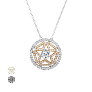 Leonardo Da Vinci Cut Diamond Pendant Chain 18K Rose & White Gold 