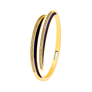 Qamar Bangle in 18K Yellow Gold, with Lapiz Lazuli and Diamonds