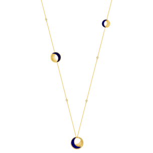 Qamar Tin Cup Necklace in 18K Yellow Gold, with Lapiz Lazuli and Diamonds