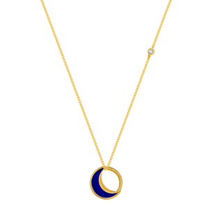 Qamar Pendant in 18K Yellow Gold, with Lapiz Lazuli and Diamonds