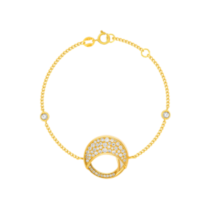 Qamar Bracelet in 18K Yellow Gold, with Mother of Pearl and Diamonds