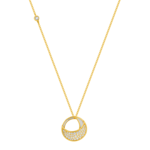 Qamar Necklace in 18K Yellow Gold, with Mother of Pearl and Diamonds