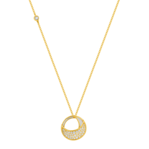 Qamar Necklace in 18K Yellow Gold, with Mother of Pearl and Diamonds