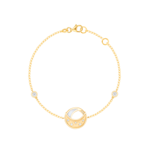 18k Yellow Gold Qamar Bracelet With Diamond And Mother of Pearl