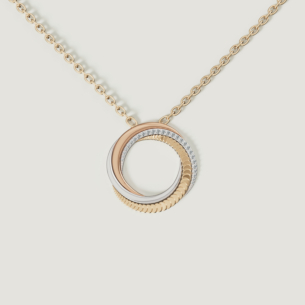 Revolve Trio 18k Yellow, Rose and White Gold Necklace with Diamonds