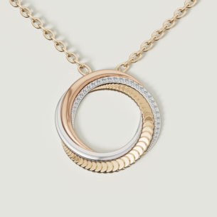 Revolve Trio 18k Yellow, Rose and White Gold Necklace with Diamonds