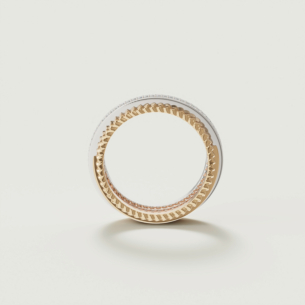 Revolve Trio 18k Yellow, Rose and White Gold Ring with Diamonds