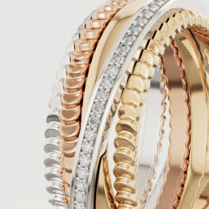 Revolve Trio 18k Yellow, Rose and White Gold Ring with Diamonds