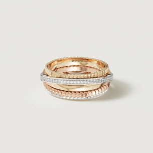 Revolve Trio 18k Yellow, Rose and White Gold Ring with Diamonds