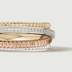 Revolve Trio 18k Yellow, Rose and White Gold Ring with Diamonds