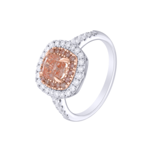 Gaia 1 Carat Lab Grown Fancy Intense Pink Cushion Cut Diamond Ring