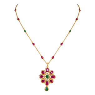 Rangoli Pendant & Earring in 22K Gold