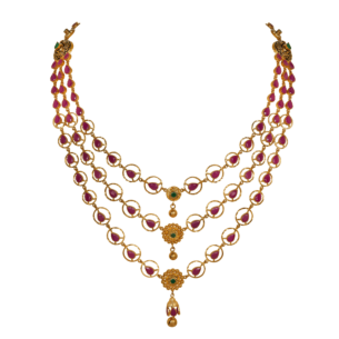 Rangoli Necklace & Earring in 22K Gold