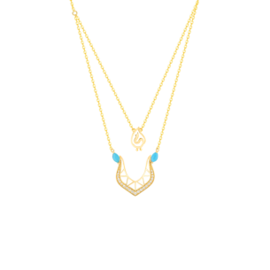 Ummi Yellow Gold Necklace with Diamond and Turquoise  