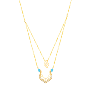 Ummi Yellow Gold Necklace with Diamond and Turquoise  