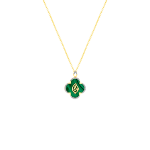 Ummi Yellow Gold Necklace with Diamond and Malachite  