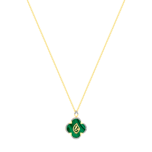 Ummi Yellow Gold Necklace with Diamond and Malachite  