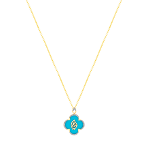 Ummi Yellow Gold Necklace with Diamond and Turquoise  