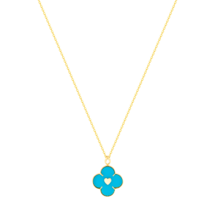 Ummi Yellow Gold Necklace with Diamond and Turquoise  