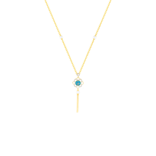 Ummi Yellow Gold Necklace with Diamond, Pearl and Turquoise  