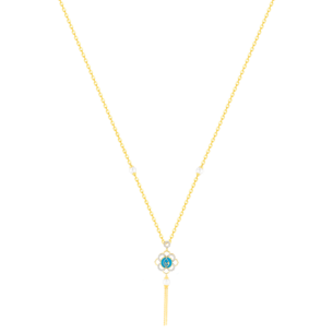 Ummi Yellow Gold Necklace with Diamond, Pearl and Turquoise  