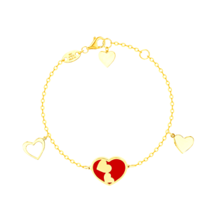 Damas Valentine's Day Collection Bracelet In 18K Yellow Gold Featuring Reconstructed Coral