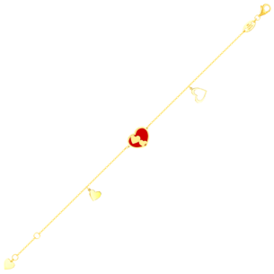 Damas Valentine's Day Collection Bracelet In 18K Yellow Gold Featuring Reconstructed Coral