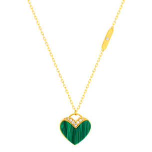 Damas Valentine's Day Collection Necklace In 18K Yellow Gold Featuring Malachite and Diamonds