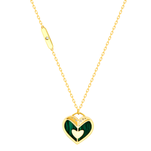 Damas Valentine's Day Collection Necklace In 18K Yellow Gold Featuring Malachite and Diamonds