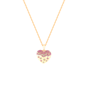 Damas Valentine's Day Collection Pendant and Chain In 18K Rose Gold And Studded With Pink Sapphire and Diamonds