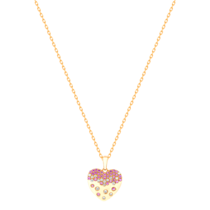 Damas Valentine's Day Collection Pendant and Chain In 18K Rose Gold And Studded With Pink Sapphire and Diamonds