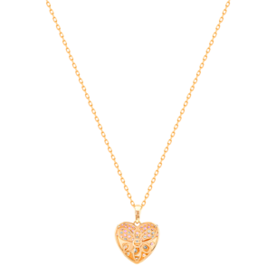 Damas Valentine's Day Collection Pendant and Chain In 18K Rose Gold And Studded With Pink Sapphire and Diamonds