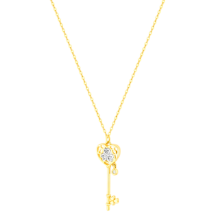 Damas Valentine's Day Collection Pendant and Chain In 18K Yellow Gold And Studded With Diamonds