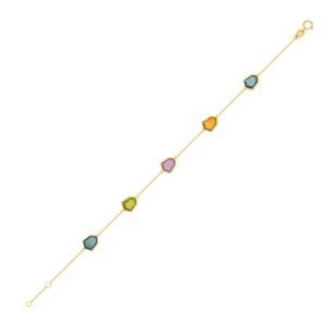 Spring 18k Yellow Gold Bracelet with Amethyst, Citrine, Peridot and London Blue Topaz 