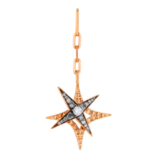 STAR Drop Earrings in 18K Rose Gold and Studded with Brown Diamonds