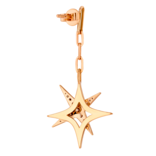 STAR Drop Earrings in 18K Rose Gold and Studded with Brown Diamonds