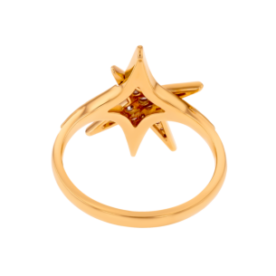 STAR Ring in 18K Yellow Gold and Studded with White Diamonds