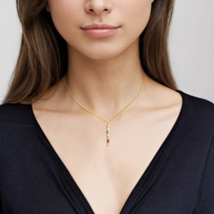 Harmony by Symphony Necklace in 18K Yellow Gold with Akoya Pearls, Diamond, Pink and Green Tourmaline