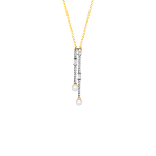 Harmony by Symphony Necklace in 18K Yellow Gold  with Akoya Pearls and Diamonds 