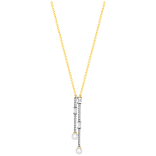 Harmony by Symphony Necklace in 18K Yellow Gold  with Akoya Pearls and Diamonds 