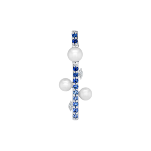 Harmony by Symphony Earrings 18K White Gold  with Akoya Pearls and Blue Sapphires