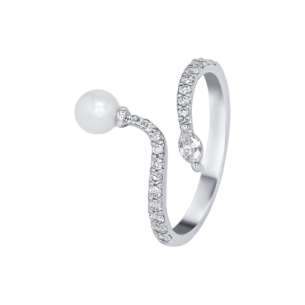 Harmony by Symphony Ring in 18K White Gold with Akoya Pearls and Diamond 