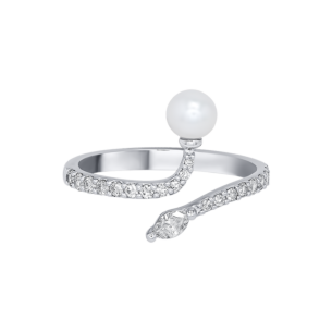 Harmony by Symphony Ring in 18K White Gold with Akoya Pearls and Diamond 