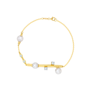 Harmony by Symphony Bracelet 18K Yellow Gold with Akoya Pearls and Diamond 