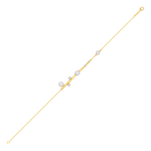 Harmony by Symphony Bracelet 18K Yellow Gold with Akoya Pearls and Diamond 