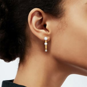 Harmony by Symphony Earrings in 18K Yellow Gold  with Akoya Pearls and Diamond 